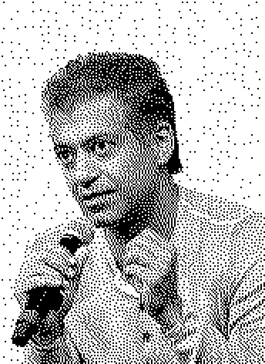 One-bit editorial portrait of Naval Ravikant